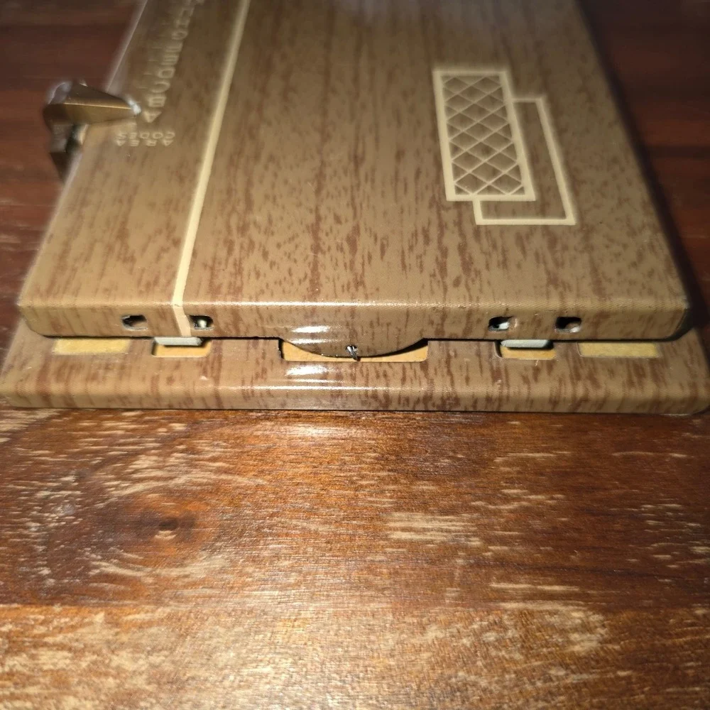 Vintage Mid Century Modern Pop Up Telephone Address Book Wood Grain Desk Index